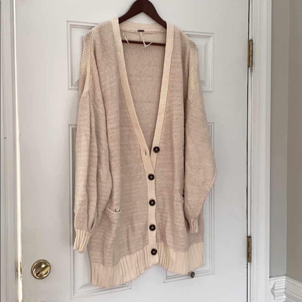 Free People Snow Drop Ivory Women's Cardigan L - Picture 3 of 7